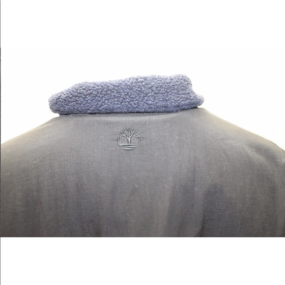 Timberland Men Windbreaker Jacket Large Black W Blue Fur Lining Winter - Picture 12 of 13